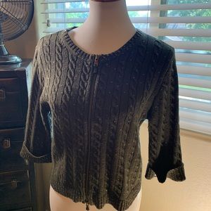 Per se  Green doubled zipped cropped sweater